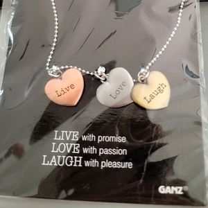 NWT GANZ Words to Live By - Live Love Laugh - Heart Pendant Necklace